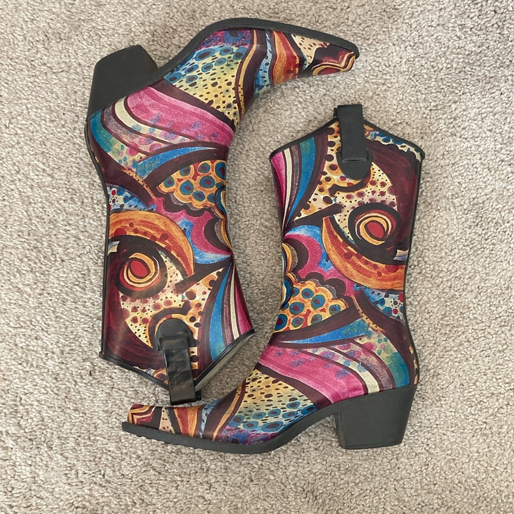 Colorful Western Rainboots, size 7